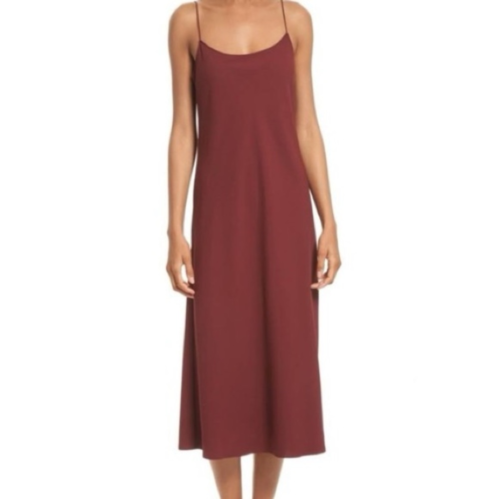 Theory deep red crepe slip dress